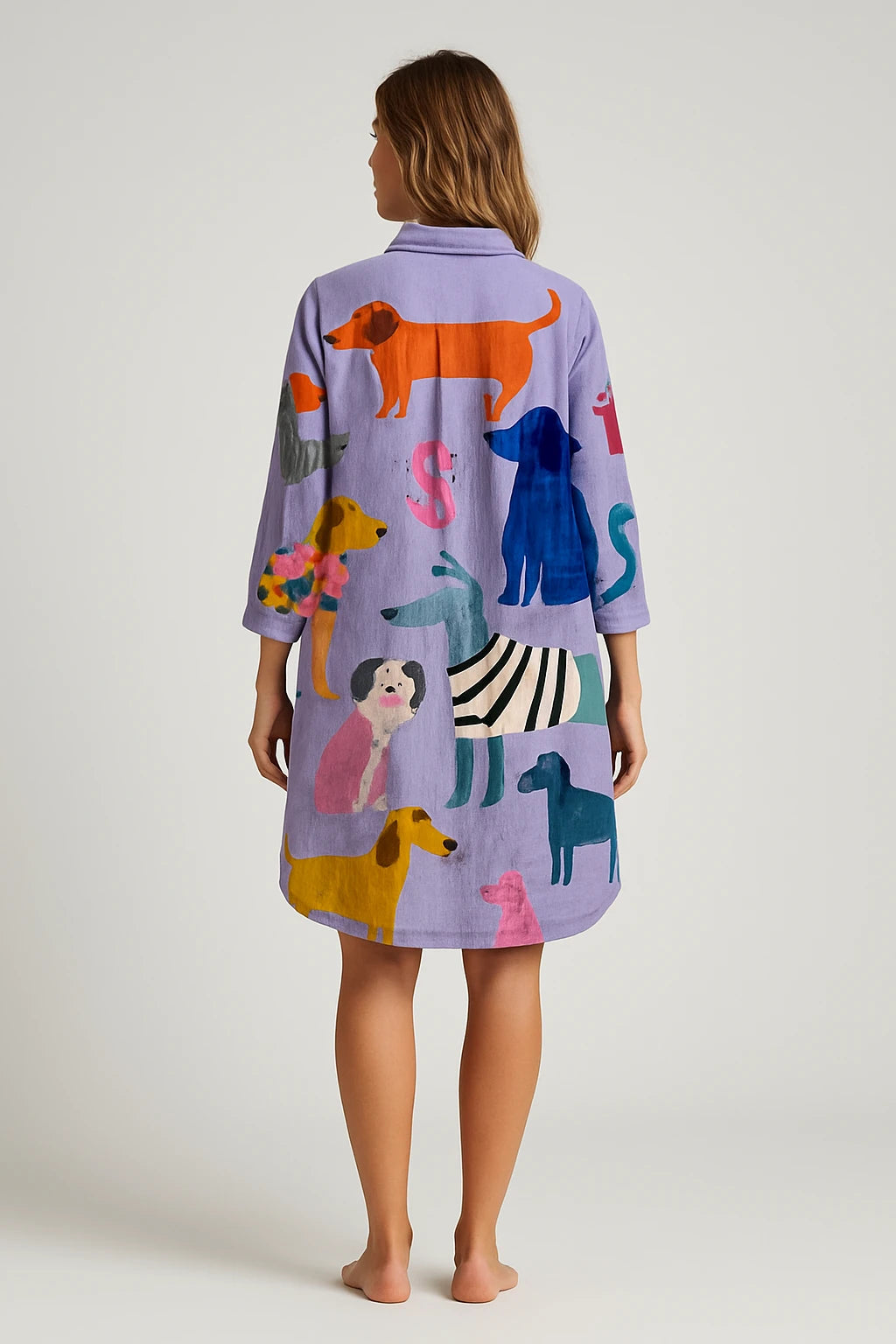 Printed Button-Up Shirt Dress for Women