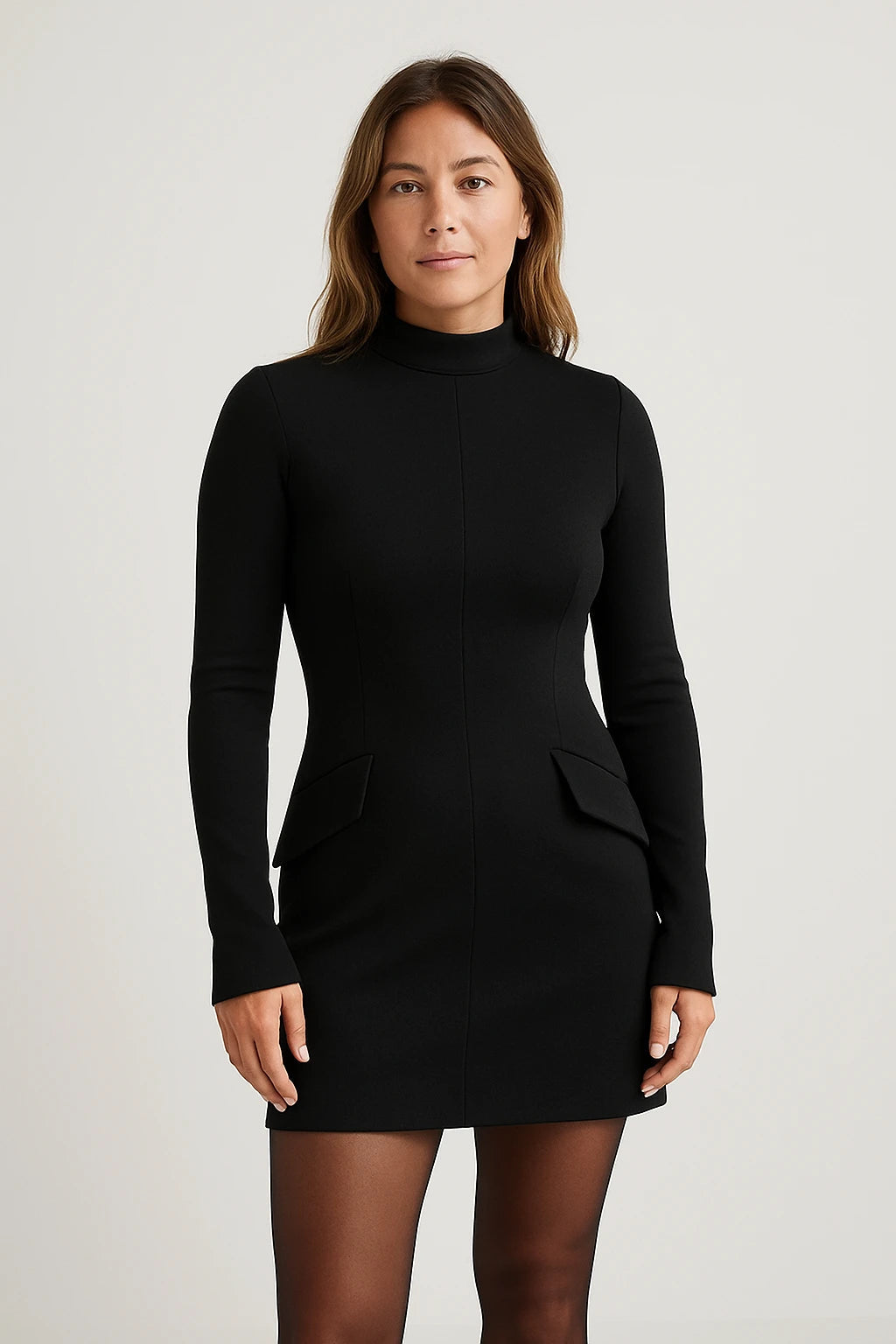Mock Neck Long Sleeve Mini Dress for Women