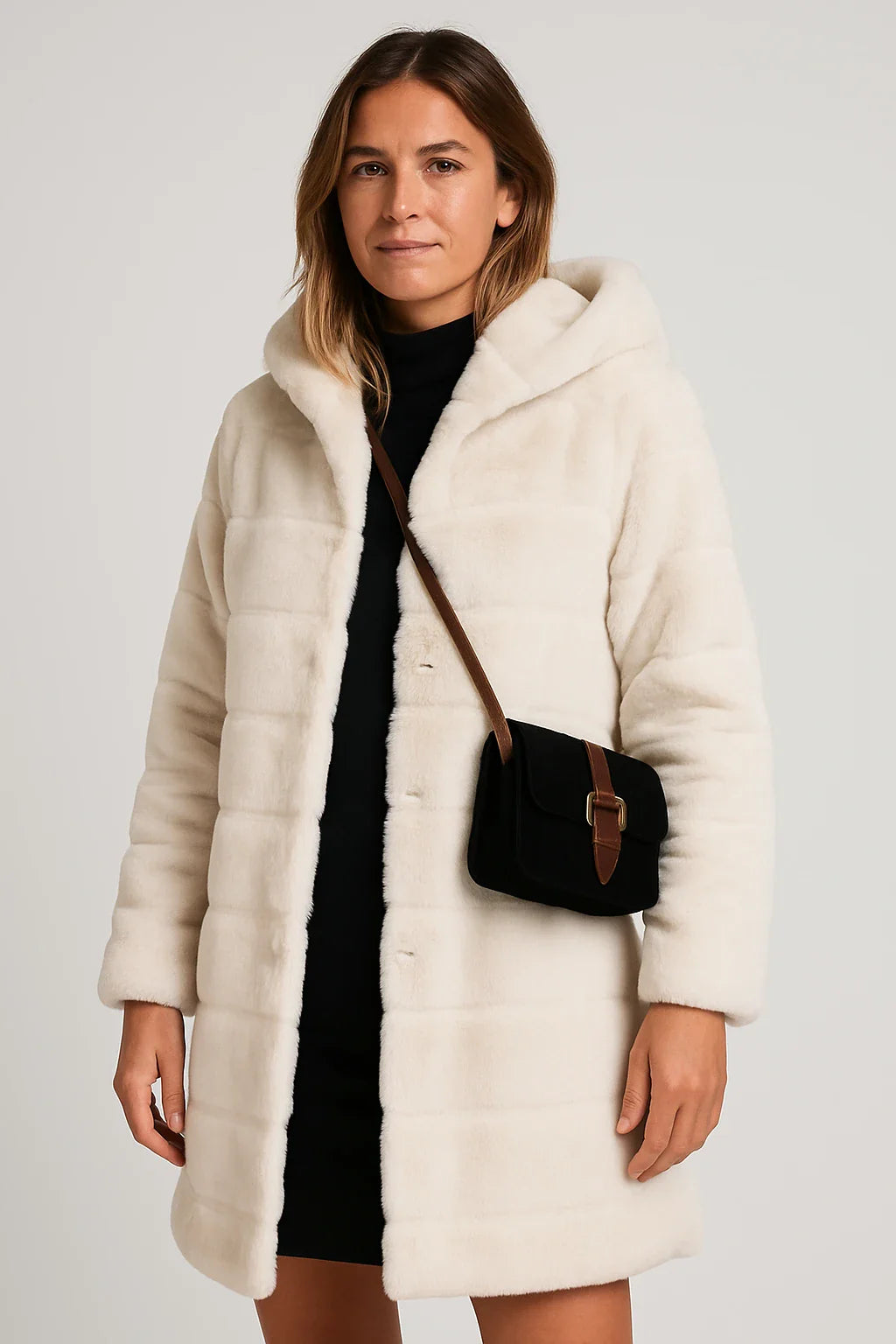 Hooded Faux Fur Puffer Coat for Women