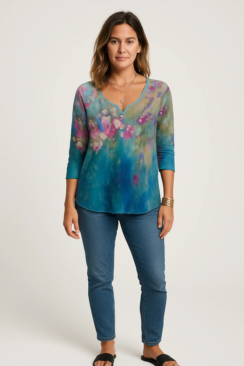 Printed Knit Longline Top for Women