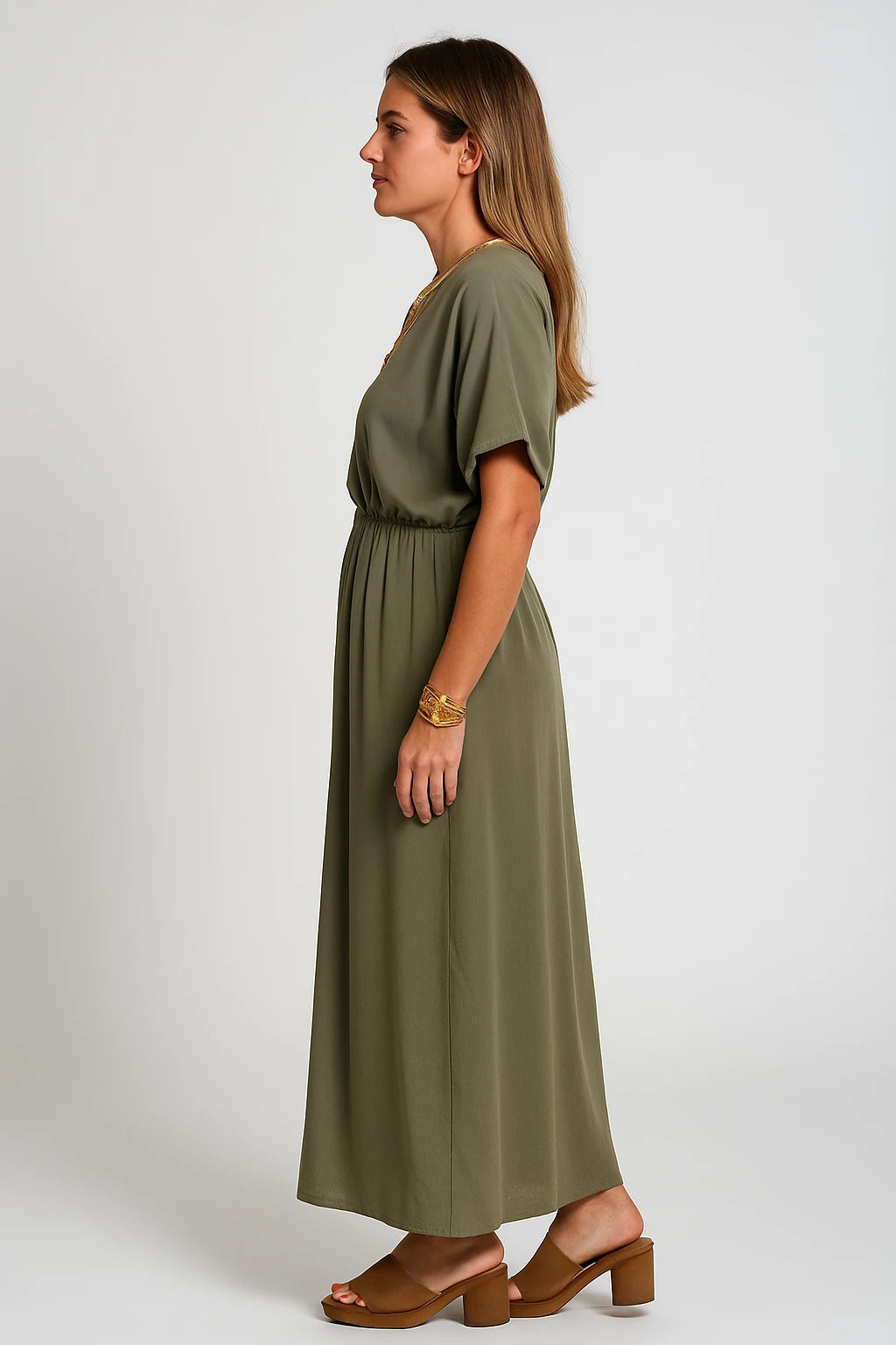 V-Neck Short Sleeve Maxi Dress for Women
