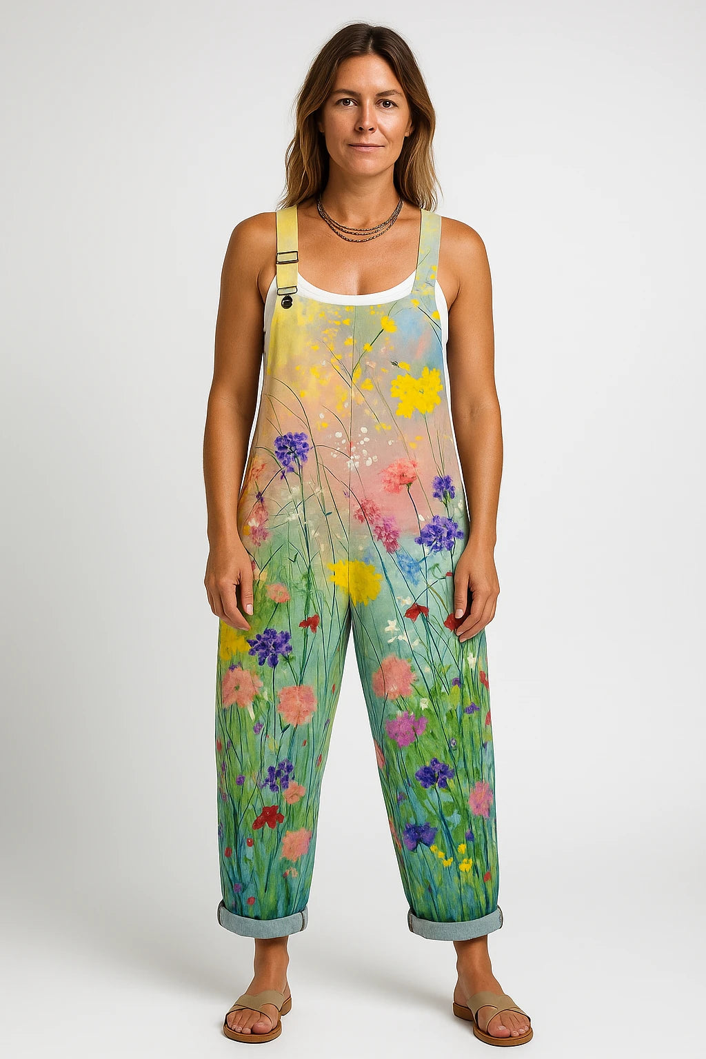 Womens Summer Overalls with Relaxed Fit and Adjustable Shoulder Straps - Image 4