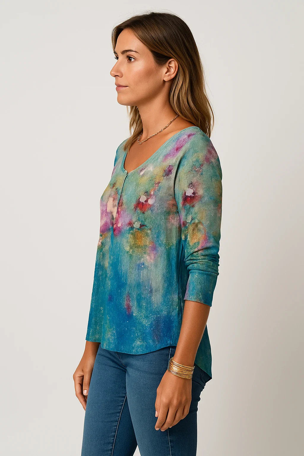 Printed Knit Longline Top for Women