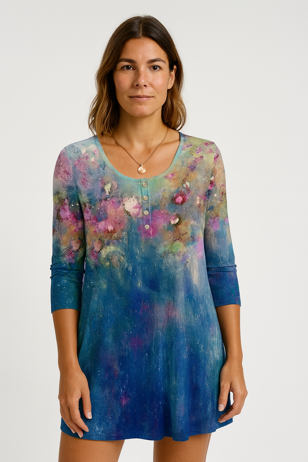 Printed Knit Longline Top for Women