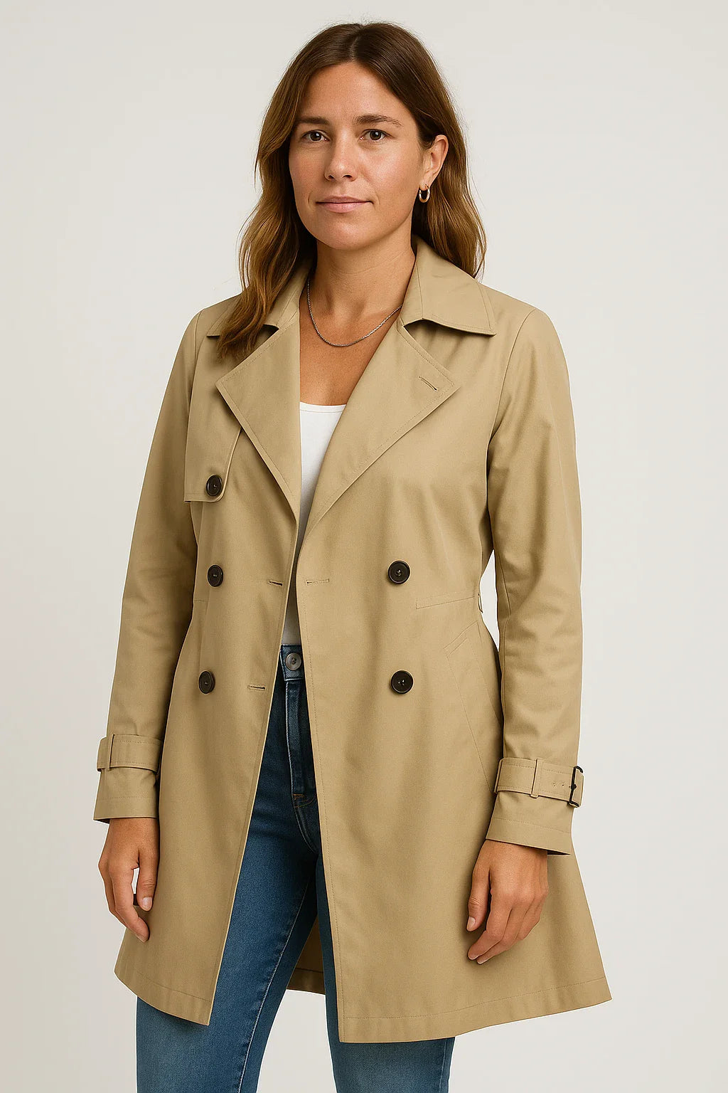 Double-Breasted Belted Trench Coat for Women
