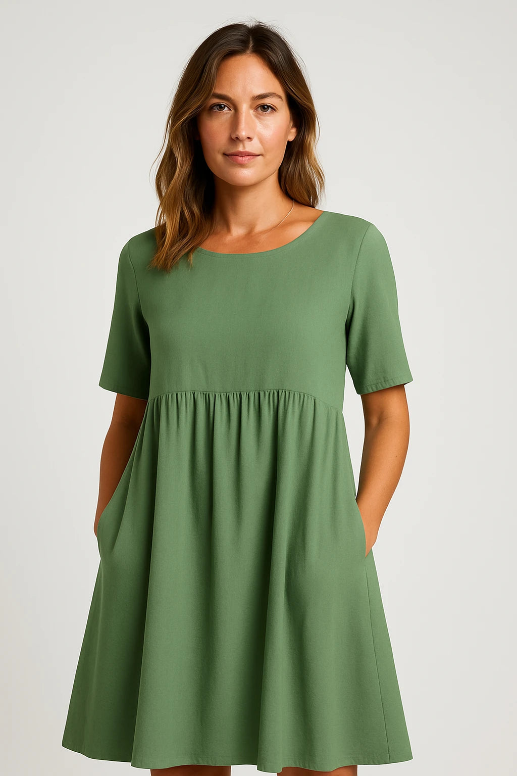 Empire Waist Cotton Midi Dress for Women