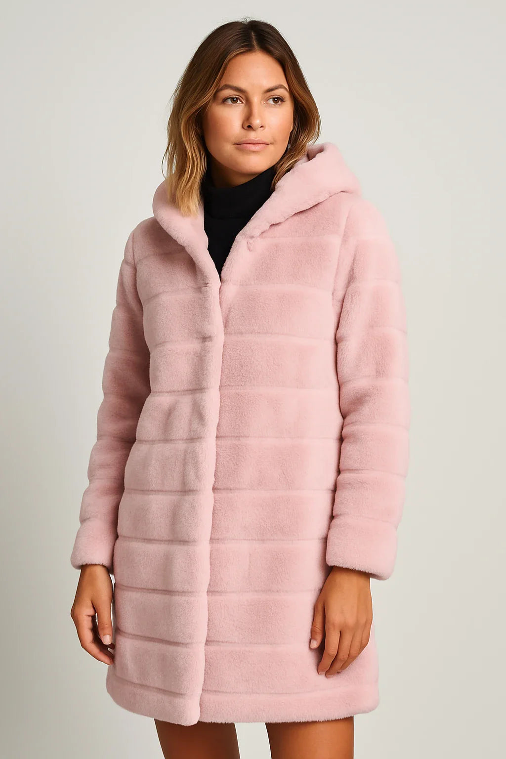 Hooded Faux Fur Puffer Coat for Women