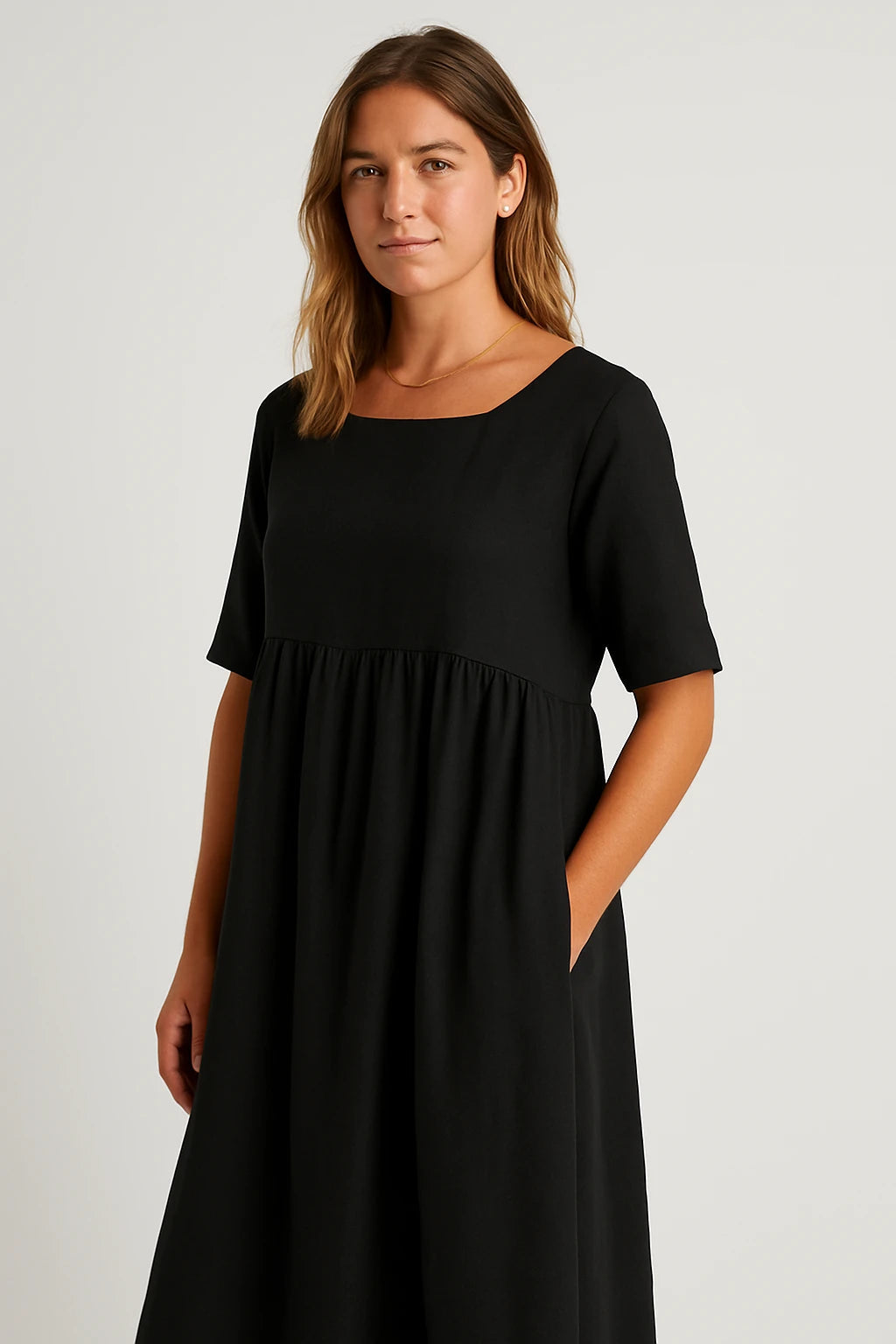 Empire Waist Cotton Midi Dress for Women