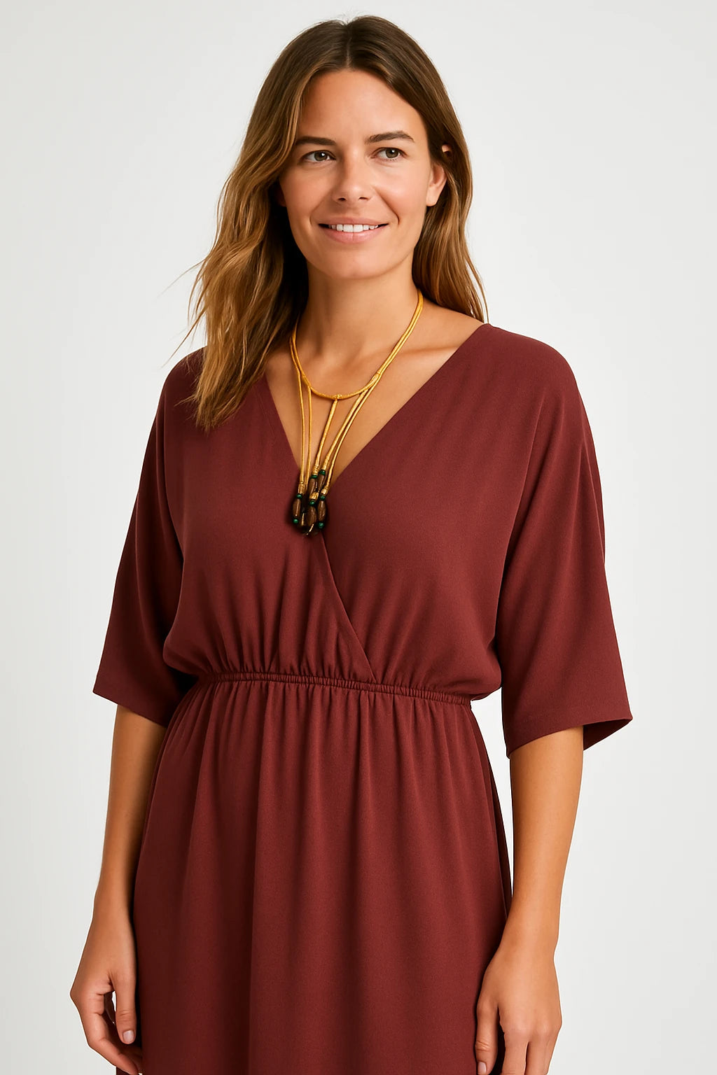 V-Neck Short Sleeve Maxi Dress for Women