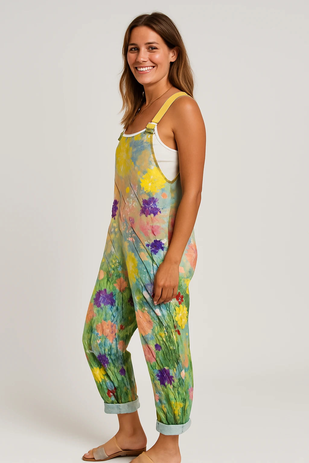 Womens Summer Overalls with Relaxed Fit and Adjustable Shoulder Straps - Image 1