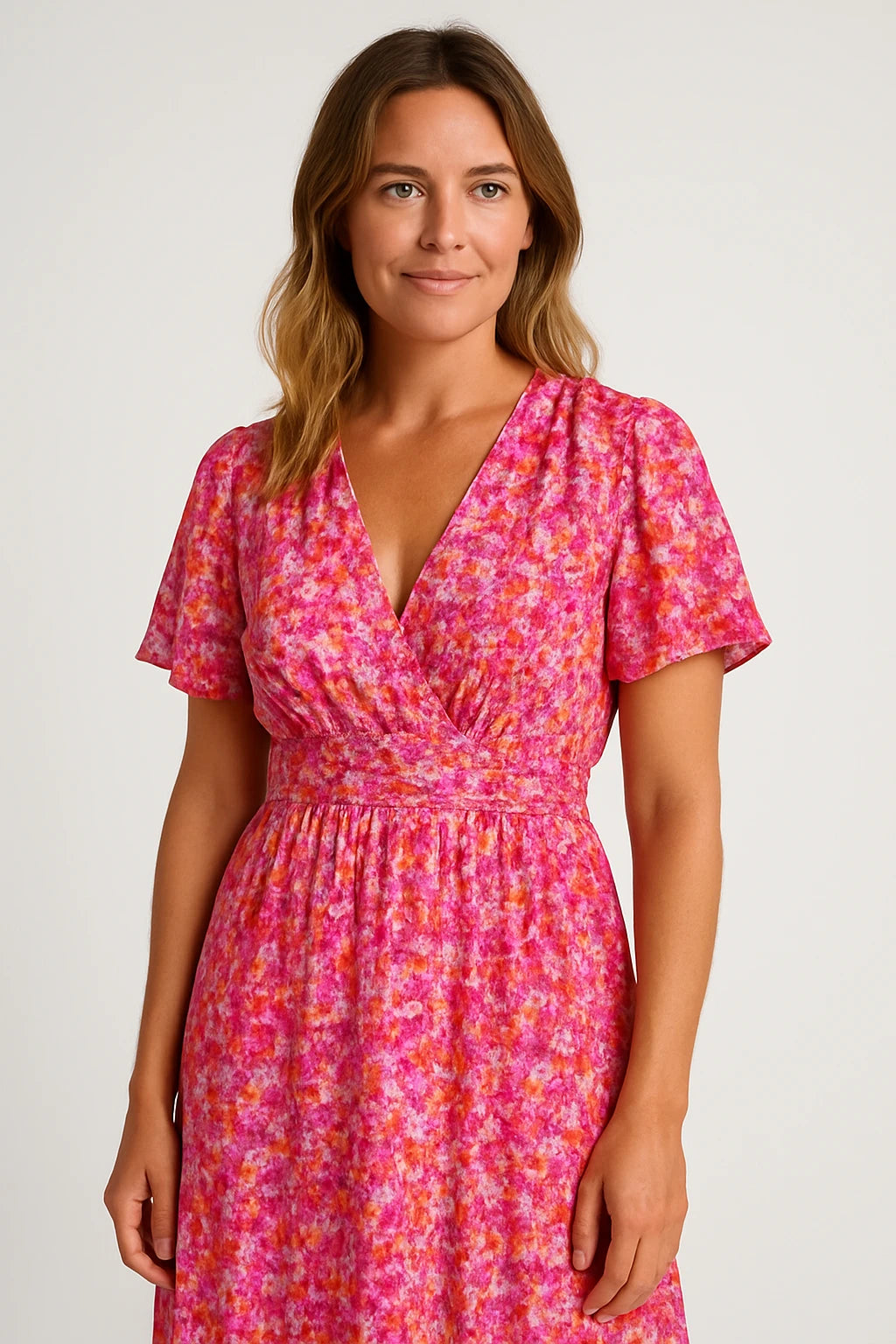 Floral Wrap Front Midi Dress for Women