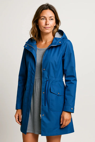 Drawstring Waist Hooded Parka Jacket for Women