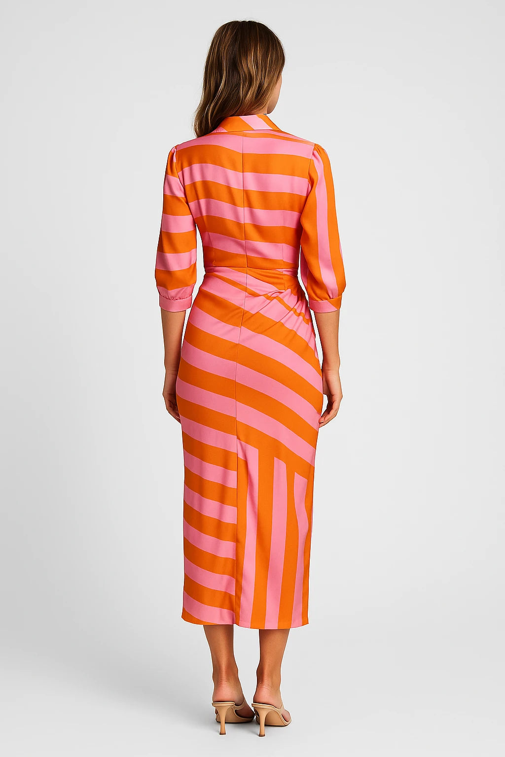 Striped Wrap Shirt Dress for Women