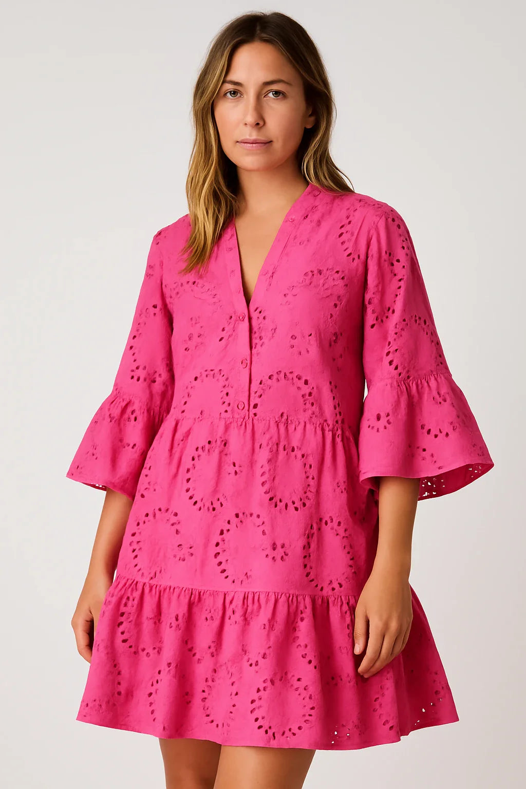 Broderie Babydoll Shirt Dress for Women