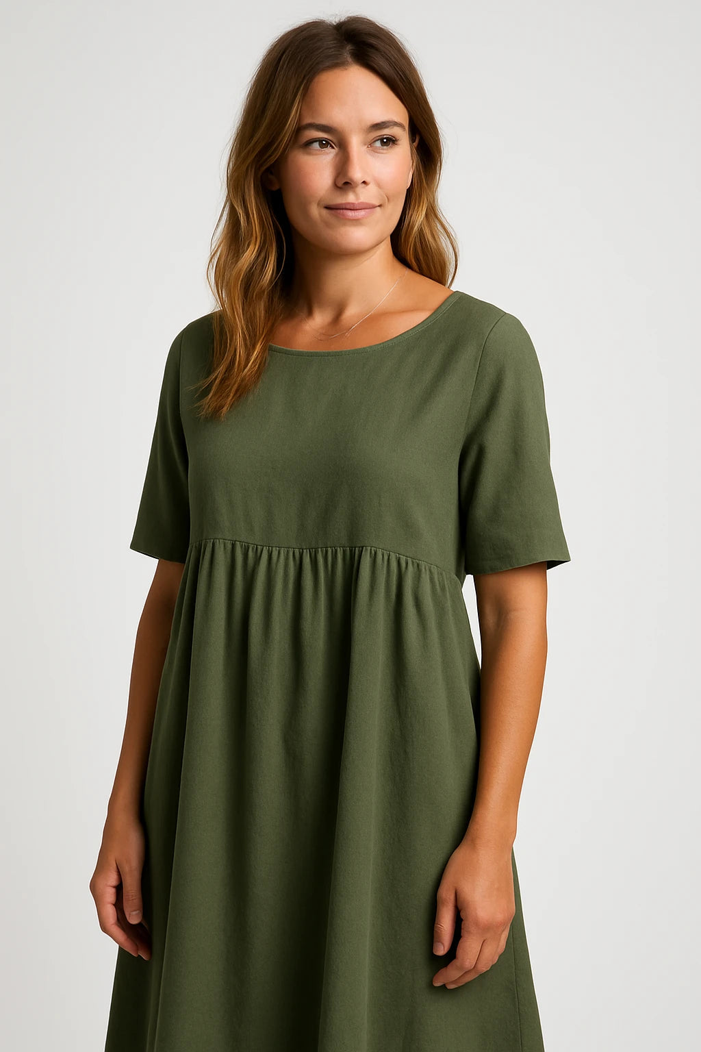 Empire Waist Cotton Midi Dress for Women