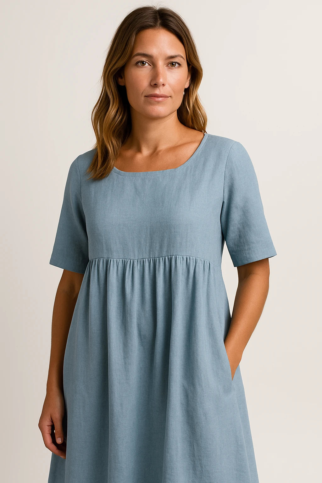 Empire Waist Cotton Midi Dress for Women