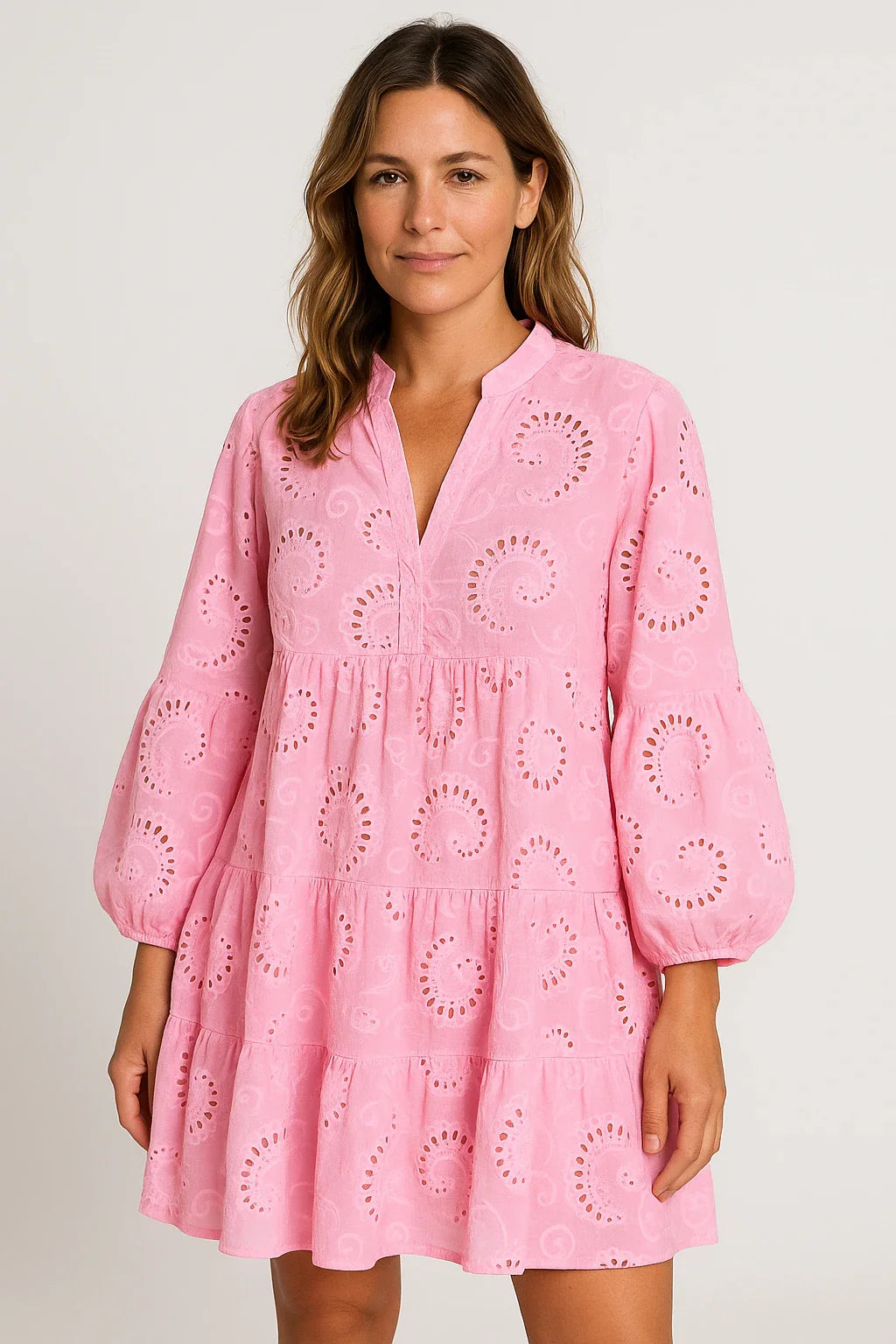 Broderie Babydoll Shirt Dress for Women