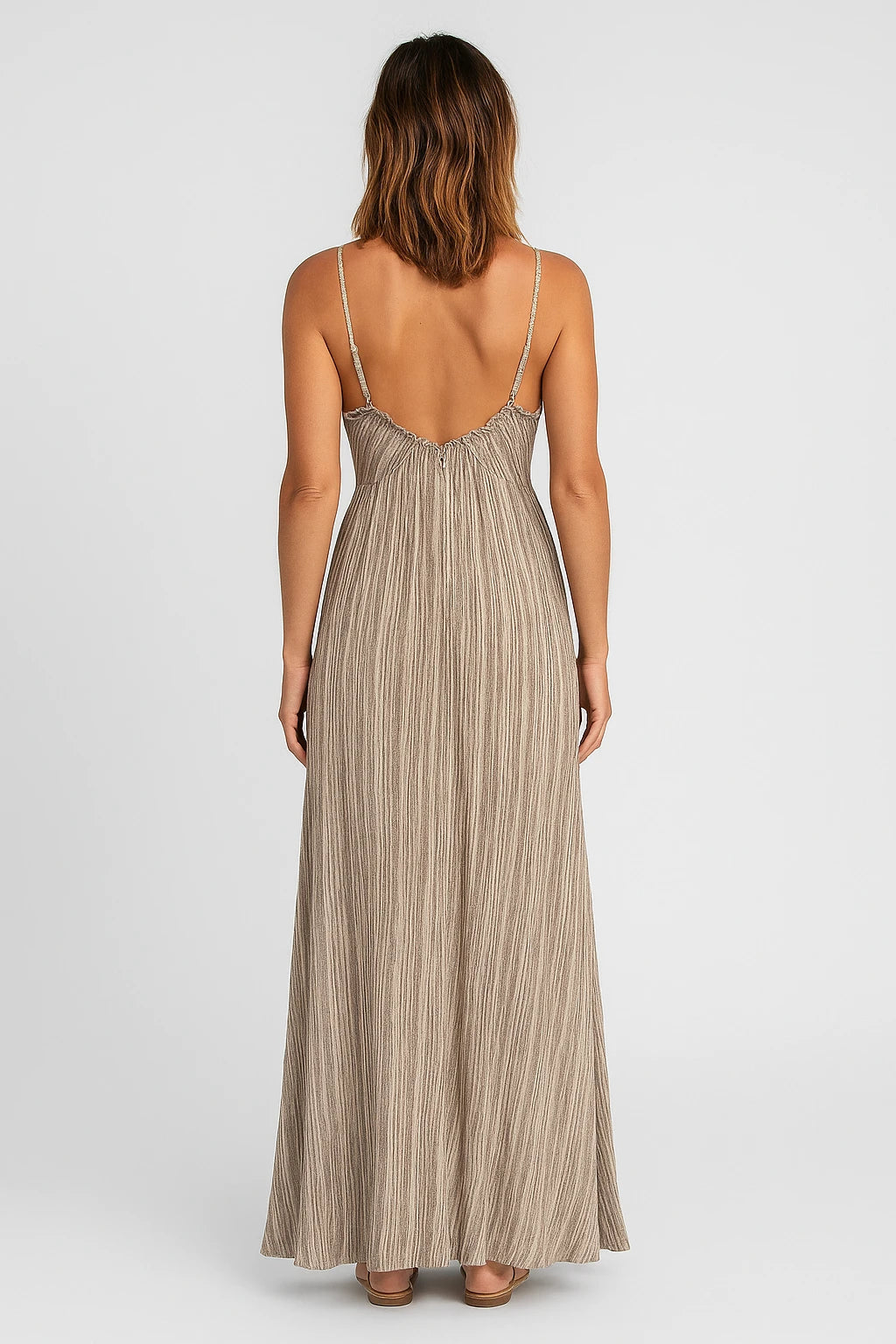 Crinkled Spaghetti Strap Maxi Dress for Women