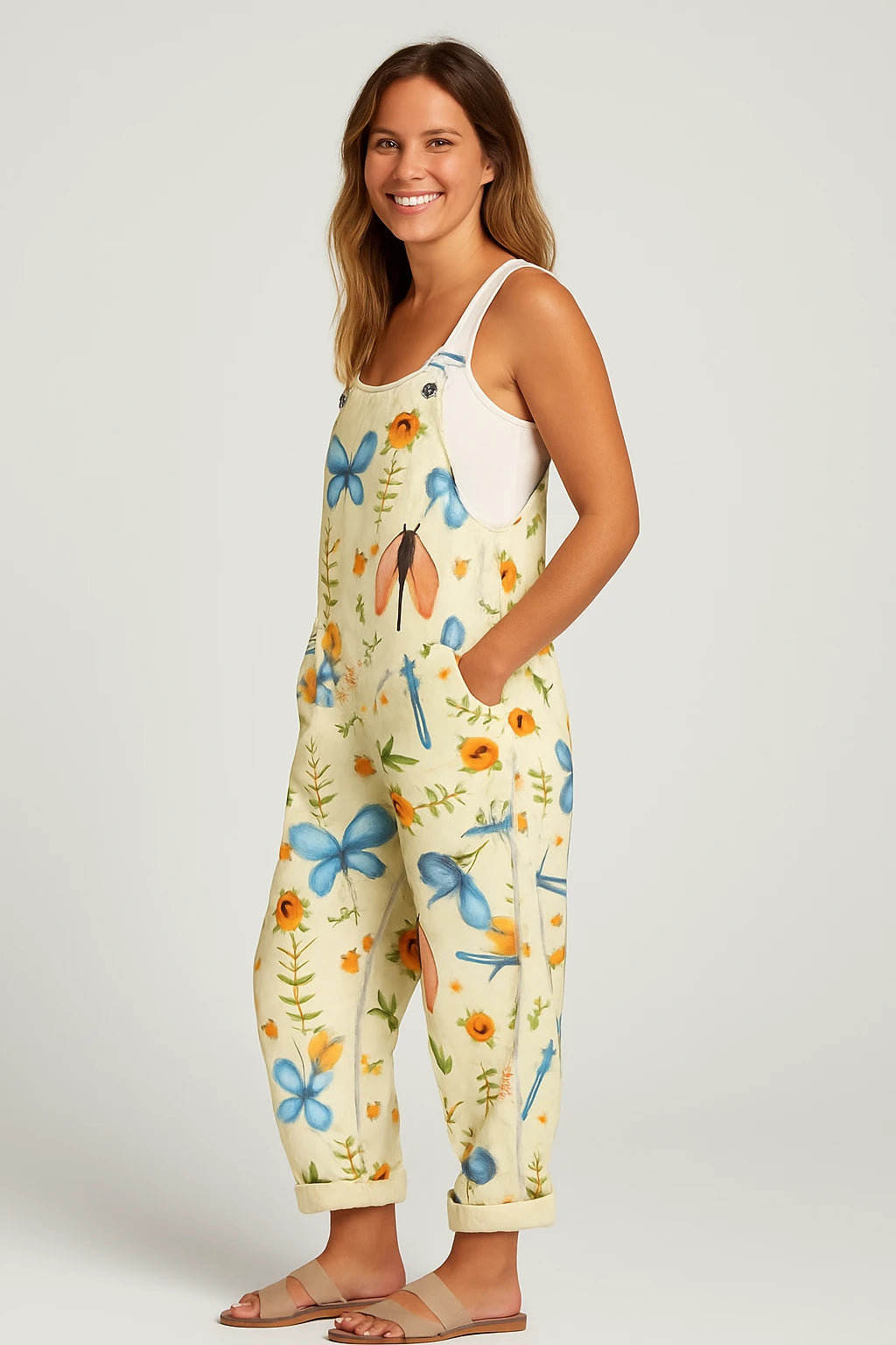 Womens Spring Garden Overalls with Relaxed Fit and Adjustable Straps - Image 1