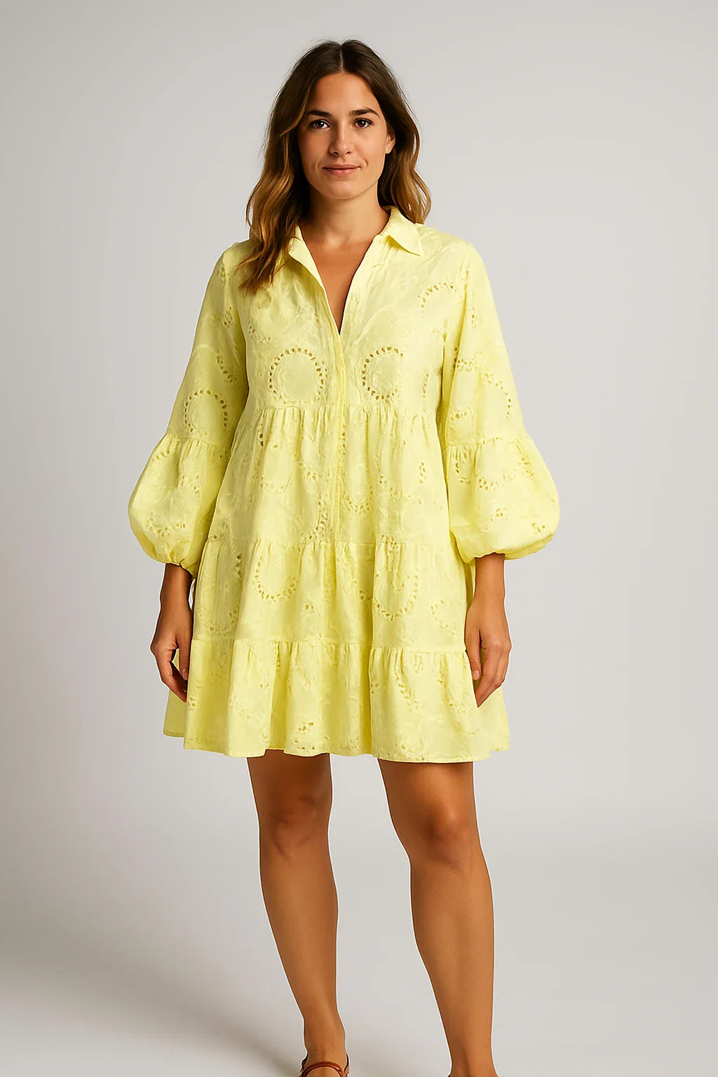 Broderie Babydoll Shirt Dress for Women