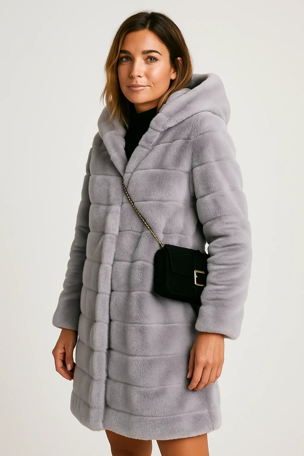 Hooded Faux Fur Puffer Coat for Women