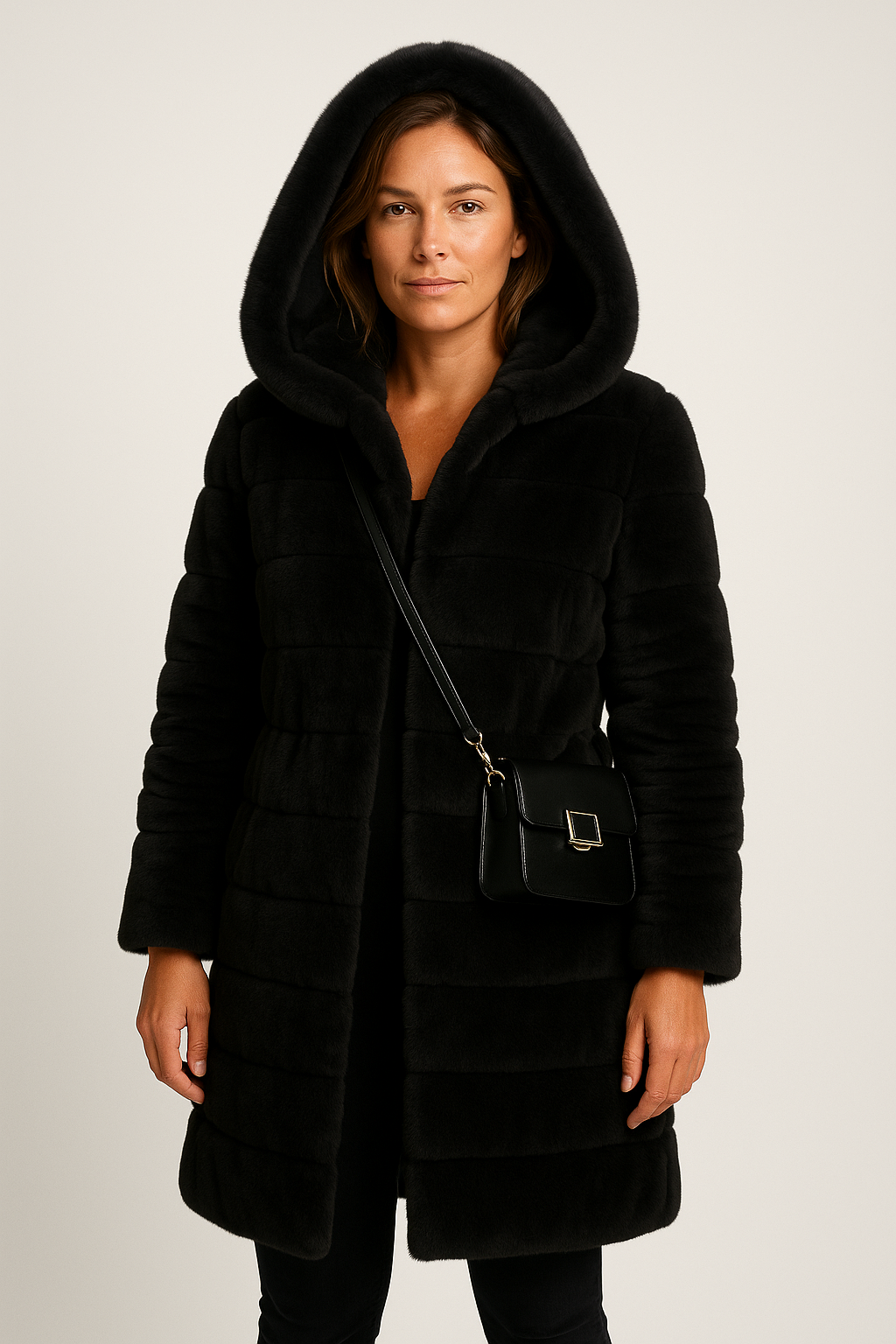 Hooded Faux Fur Puffer Coat for Women