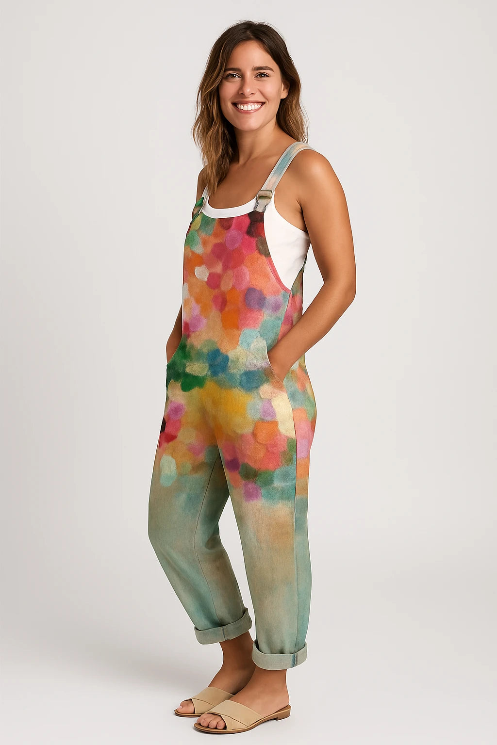 Womens Summer Overalls with Relaxed Fit and Adjustable Straps for Creative Style - Image 1