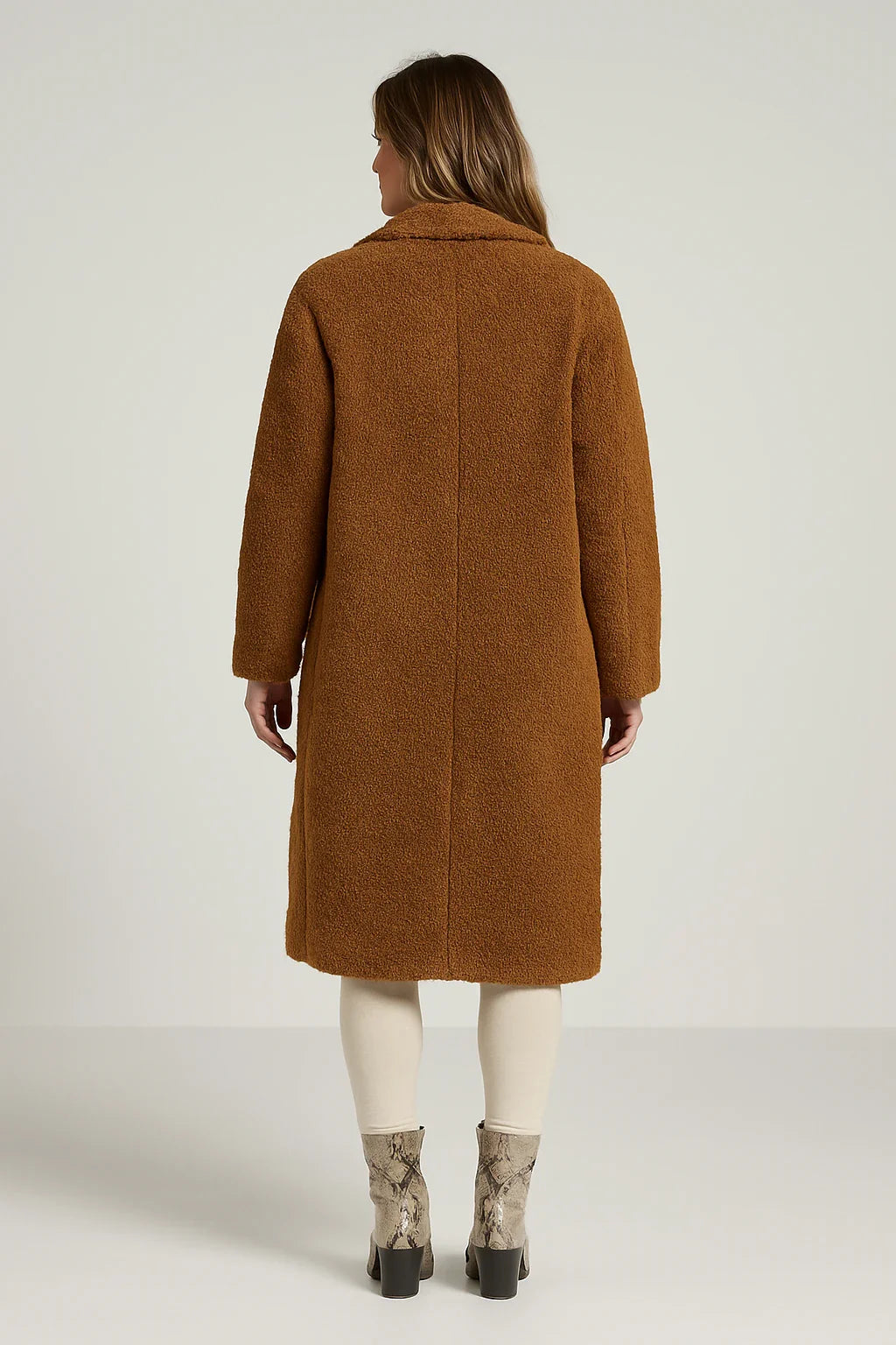 Textured Button-Front Teddy Coat for Women
