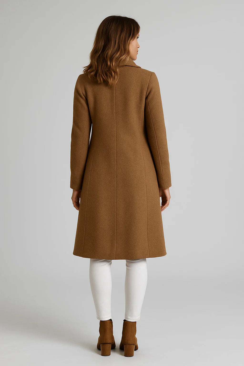 Double-Breasted Longline Wool-Blend Coat for Women