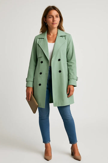 Double-Breasted Belted Trench Coat for Women