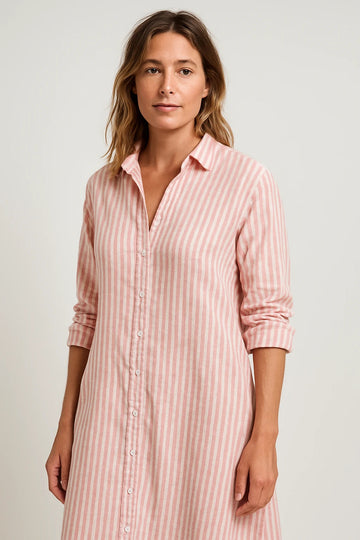 Striped Button-Up Shirt Dress for Women