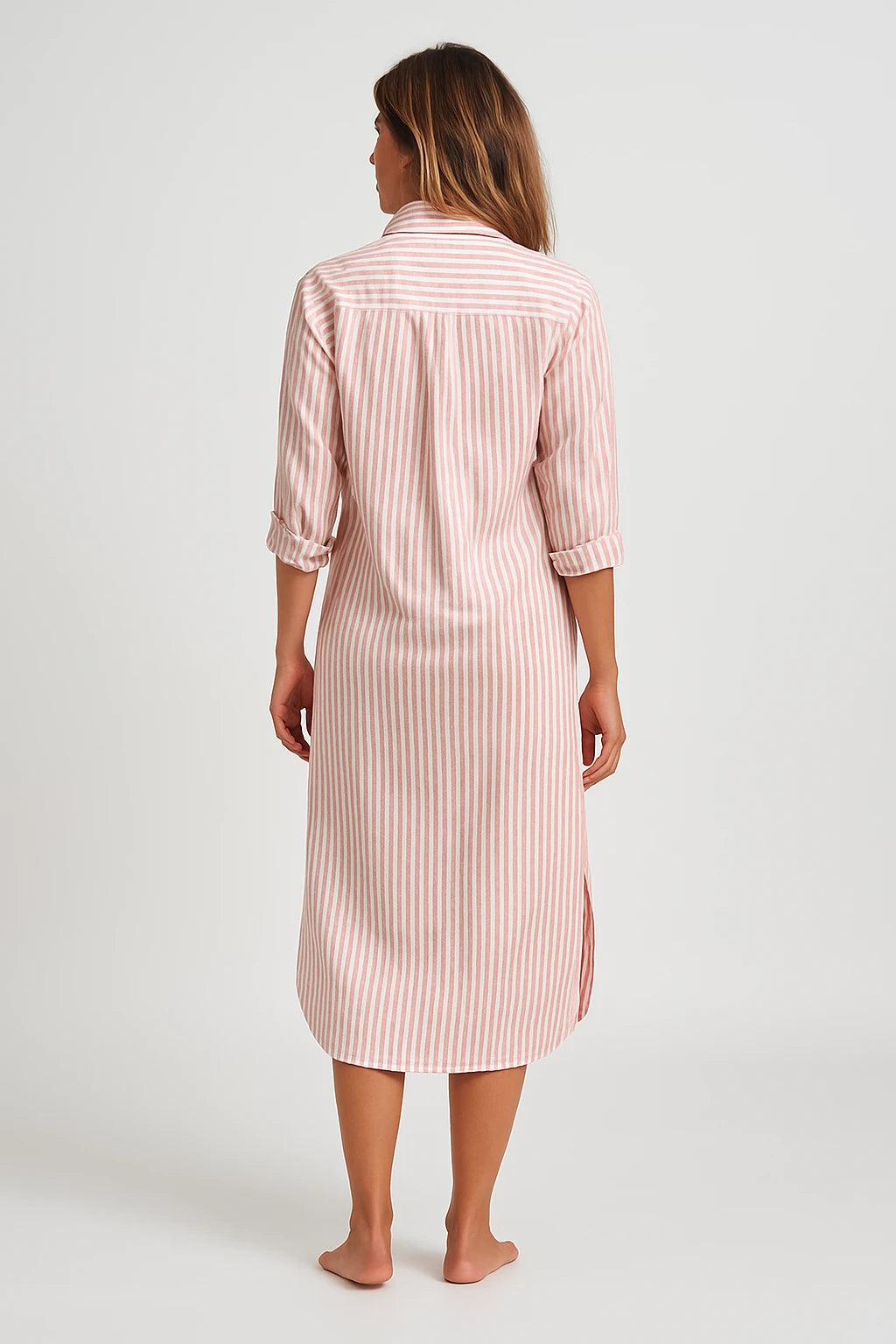 Striped Button-Up Shirt Dress for Women