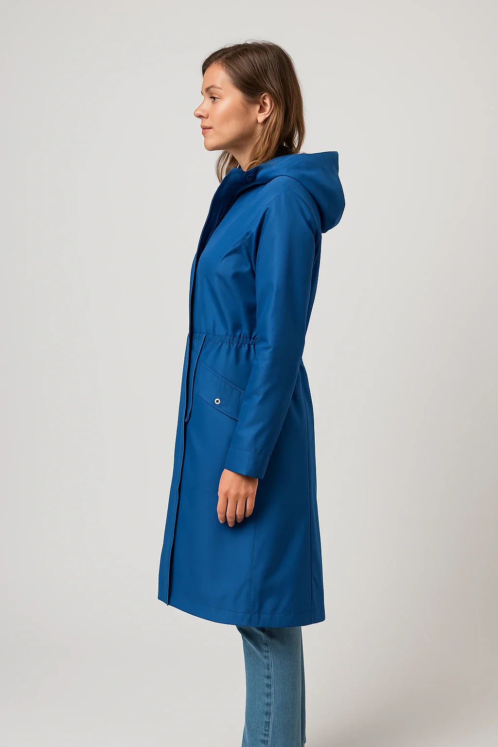 Drawstring Waist Hooded Parka Jacket for Women