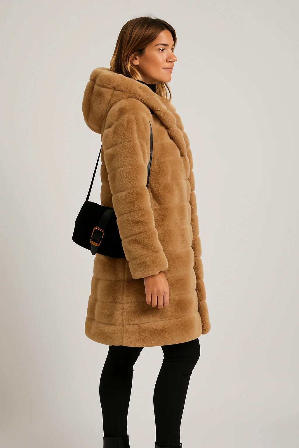 Hooded Faux Fur Puffer Coat for Women