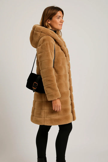Hooded Faux Fur Puffer Coat for Women