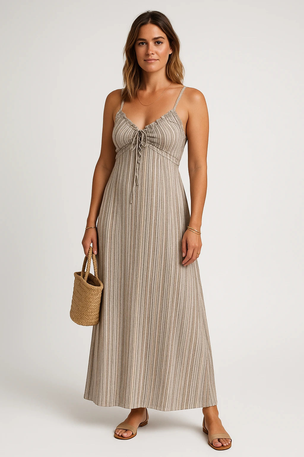 Crinkled Spaghetti Strap Maxi Dress for Women