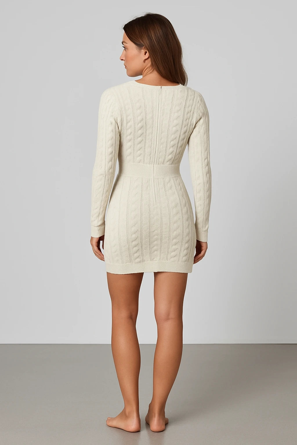 Cable Knit Long Sleeve Mini Dress for Women
