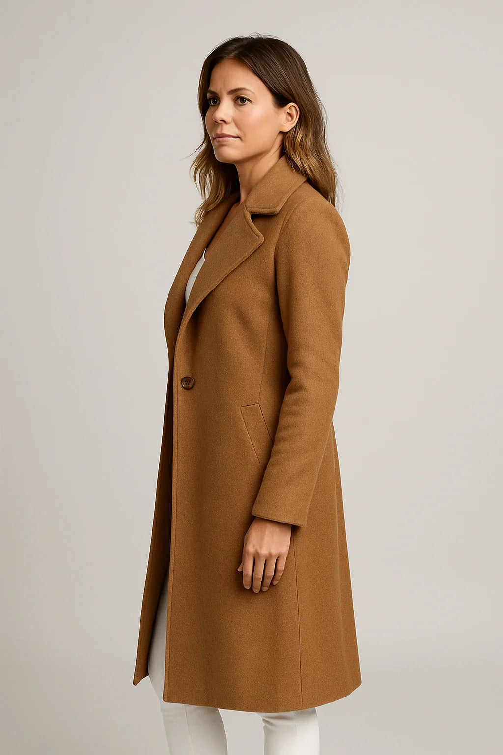 Double-Breasted Longline Wool-Blend Coat for Women