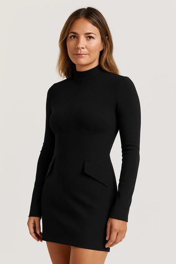 Mock Neck Long Sleeve Mini Dress for Women