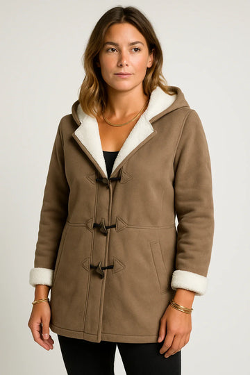 Fleece-Lined Toggle Hooded Coat for Women