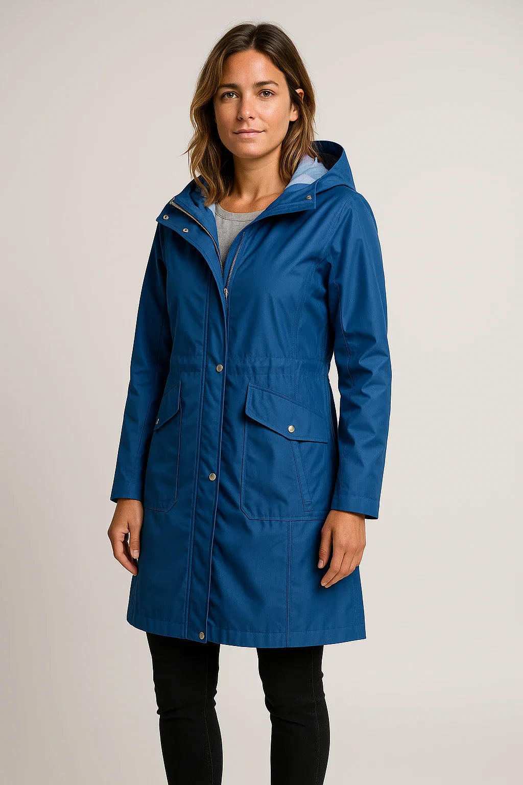 Drawstring Waist Hooded Parka Jacket for Women