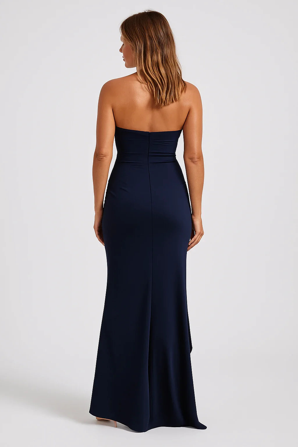 Strapless Ruched Side Split Gown for Women