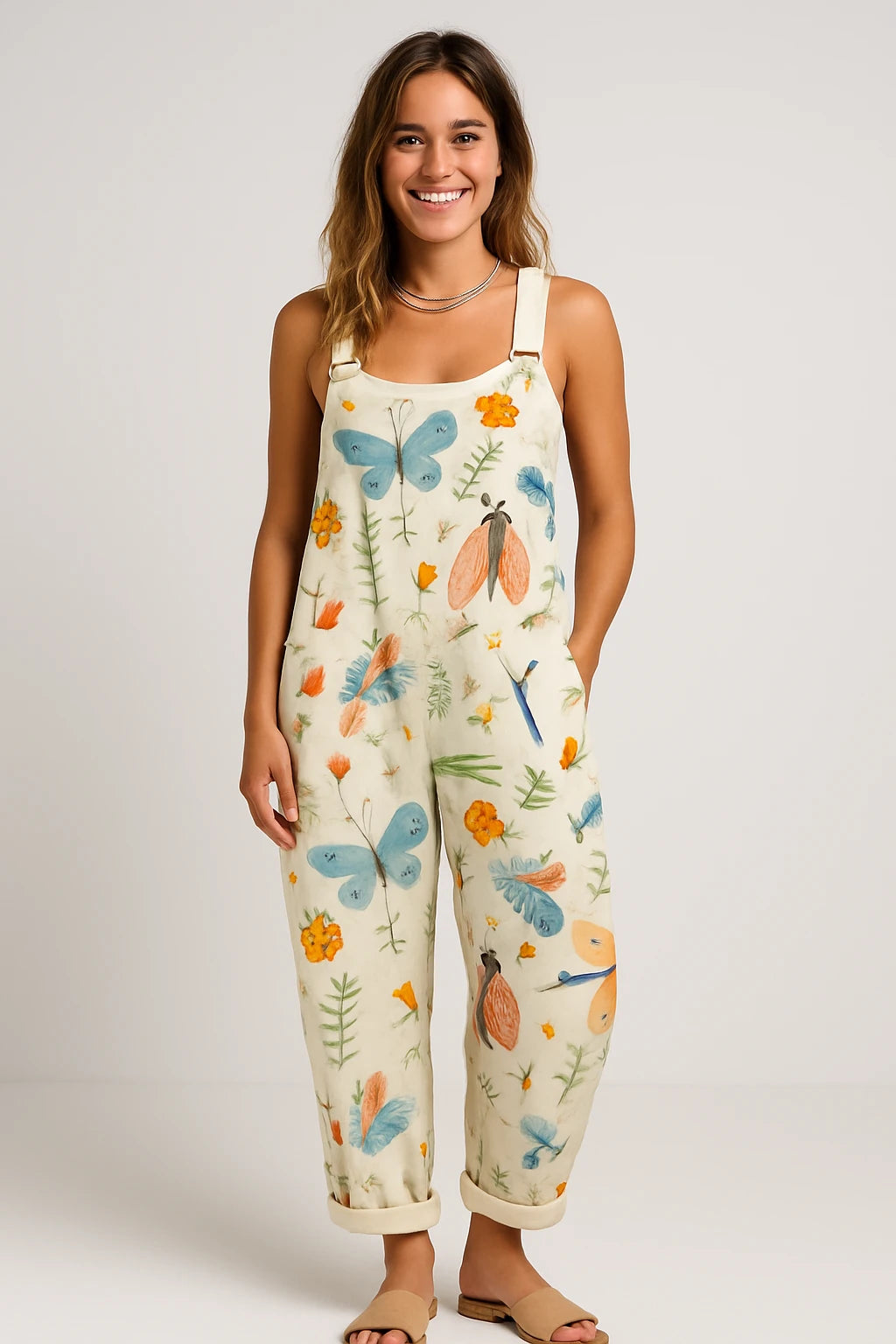 Womens Spring Garden Overalls with Relaxed Fit and Adjustable Straps - Image 4