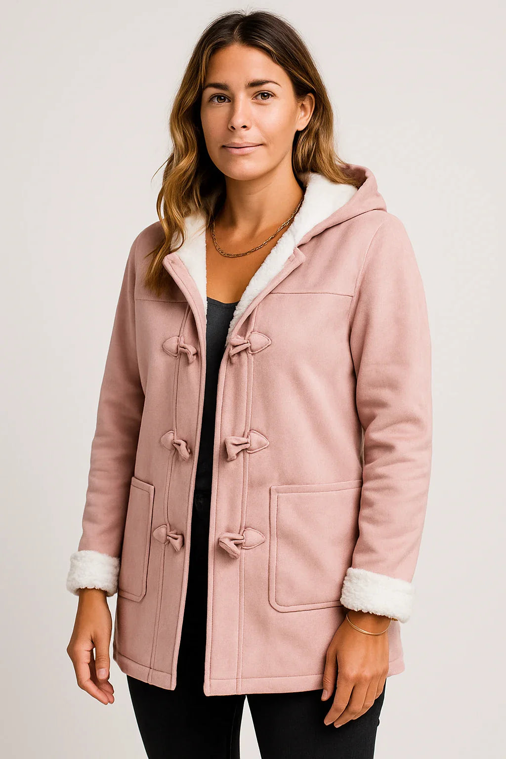 Fleece-Lined Toggle Hooded Coat for Women