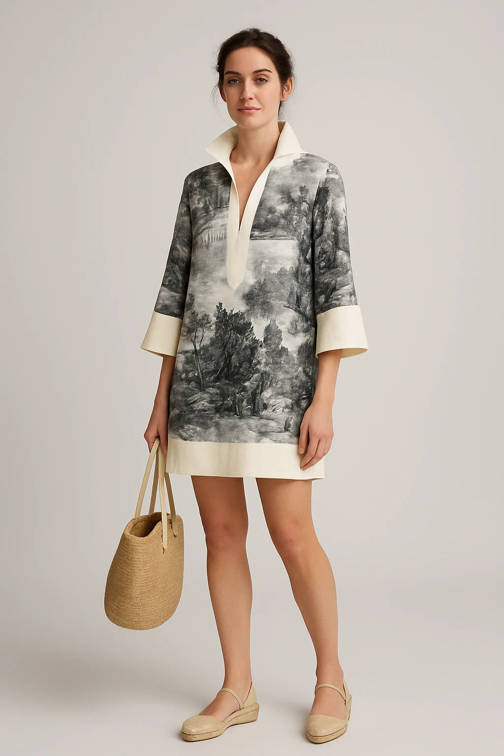 Printed Relaxed Fit Tunic Dress for Women