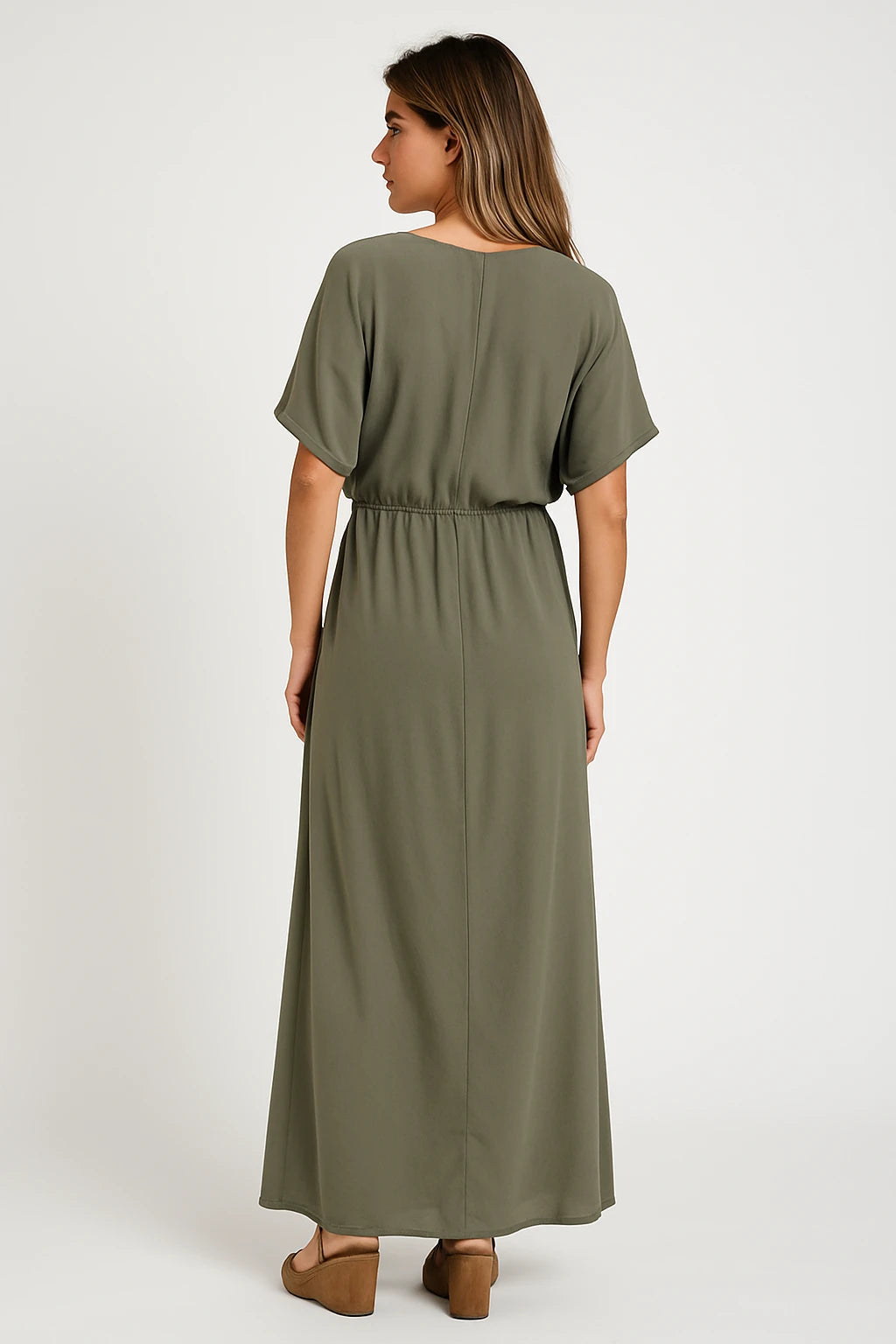 V-Neck Short Sleeve Maxi Dress for Women