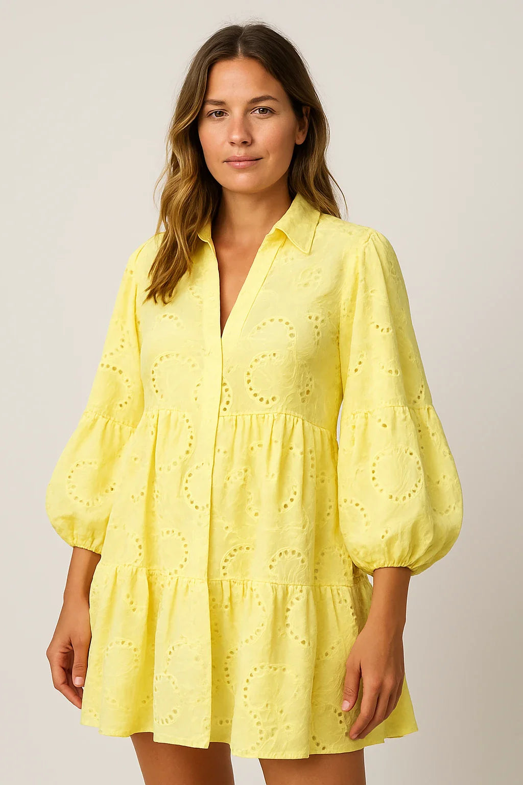 Broderie Babydoll Shirt Dress for Women